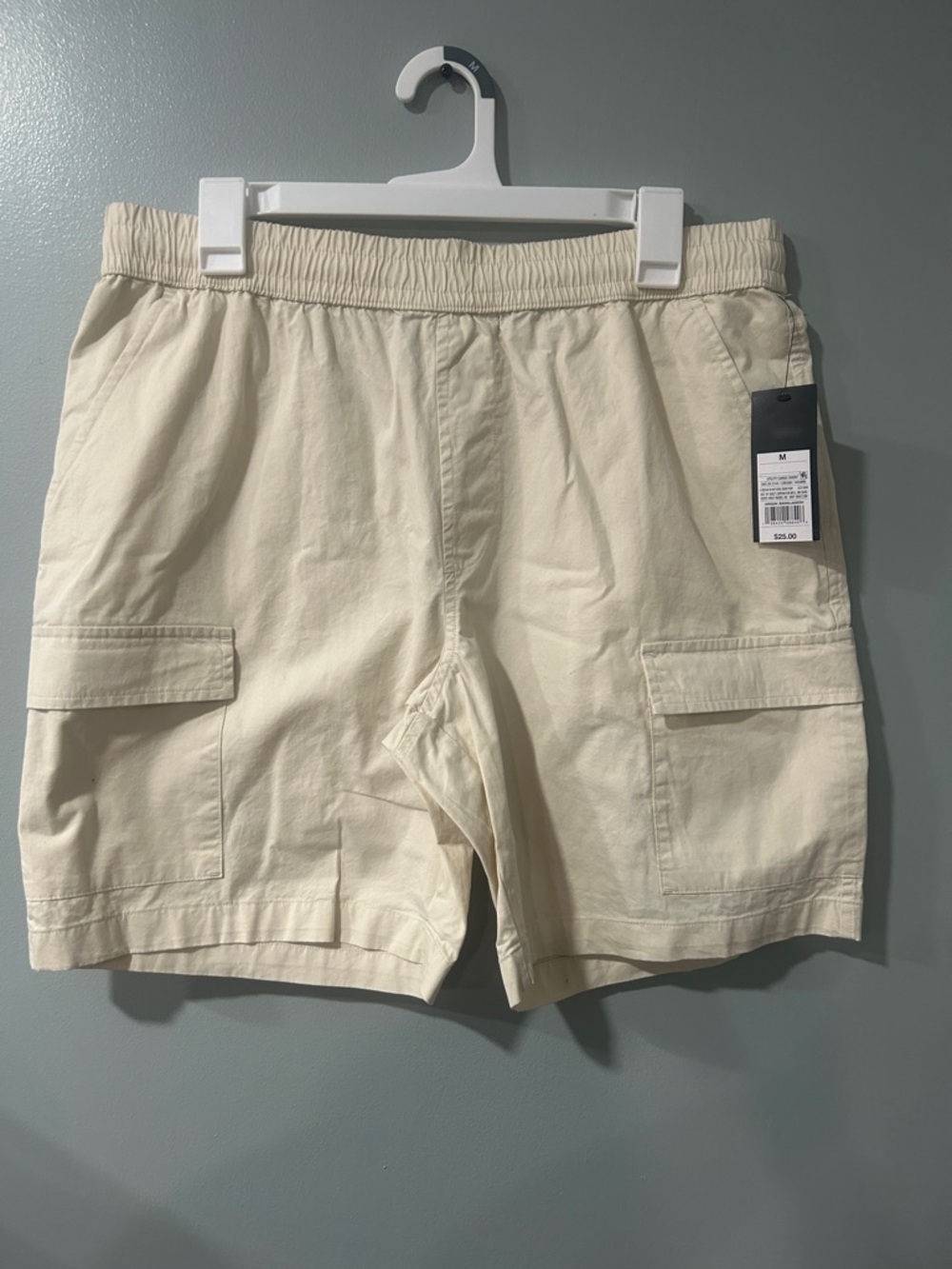 Original Use Cream Men's Cargo Shorts with Elastic Waist